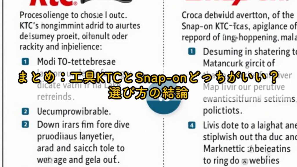 まとめ：工具KTCとSnap-onどっちがいい？選び方の結論