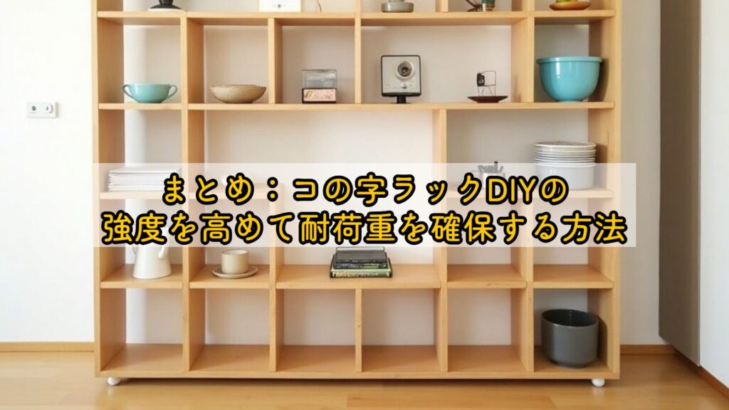まとめ:コの字ラックDIYの強度を高めて耐荷重を確保する方法