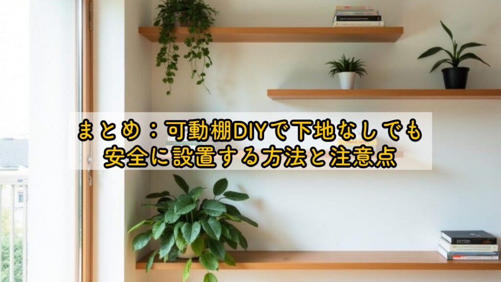 まとめ:可動棚DIYで下地なしでも安全に設置する方法と注意点