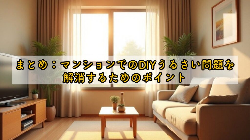 まとめ：マンションでのDIYうるさい問題を解消するためのポイント