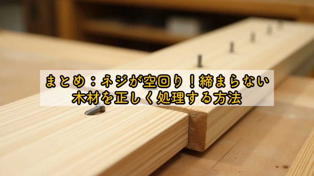 まとめ：ネジが空回り！締まらない木材を正しく処理する方法