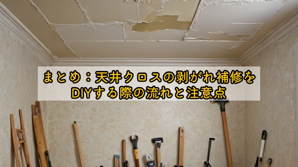 まとめ：天井クロスの剥がれ補修をDIYする際の流れと注意点