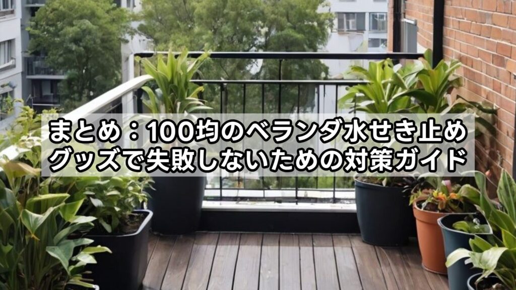 まとめ：100均のベランダ水せき止めグッズで失敗しないための対策ガイド