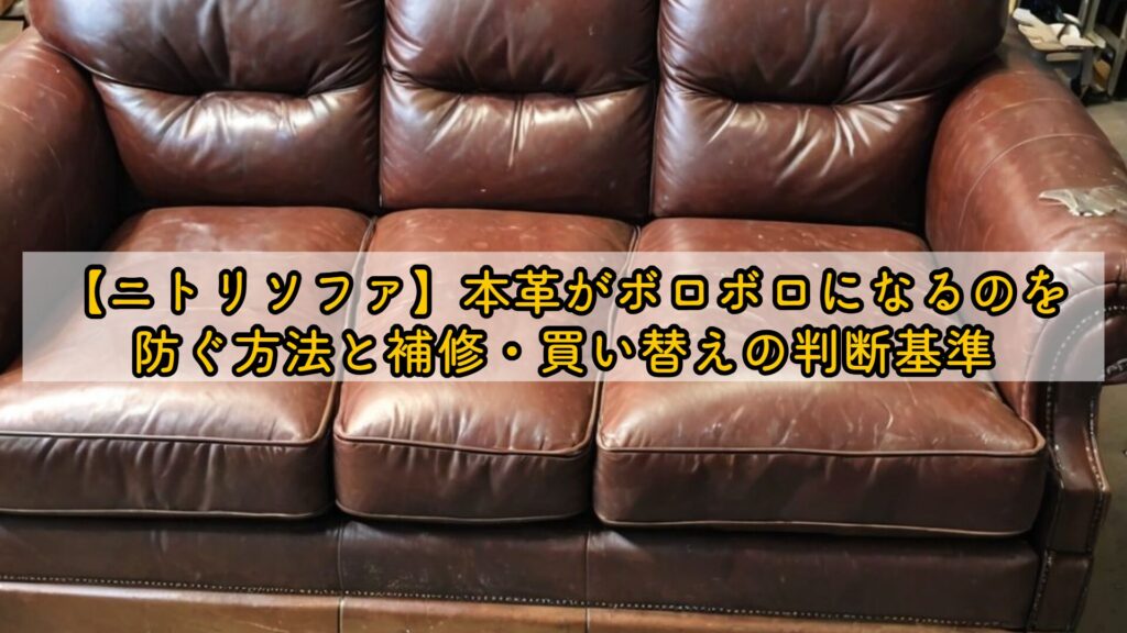 【ニトリソファ】本革がボロボロになるのを防ぐ方法と補修・買い替えの判断基準