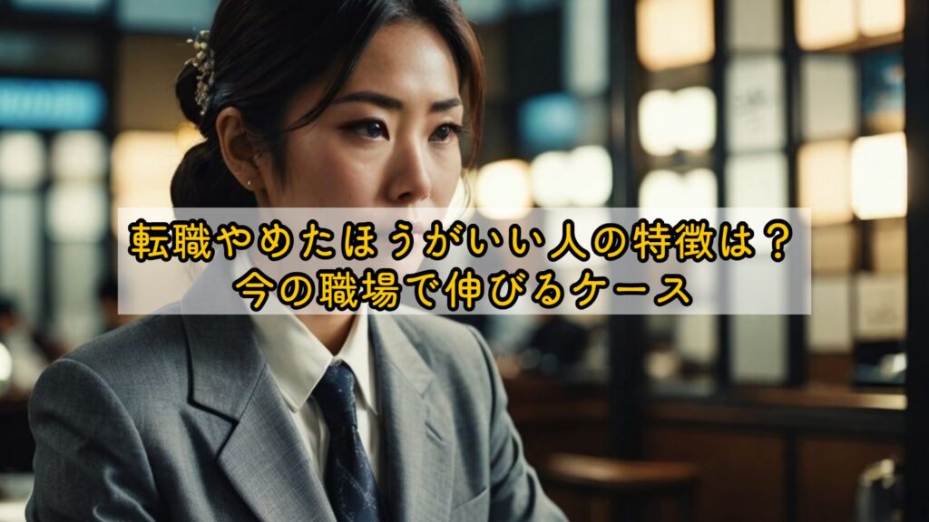 転職やめたほうがいい人の特徴は？今の職場で伸びるケース