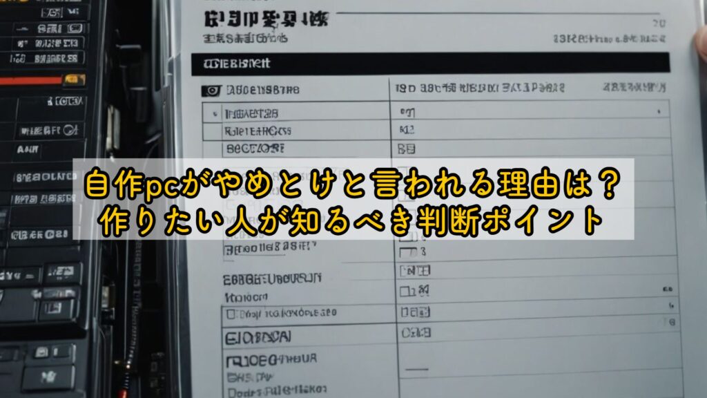 自作pcがやめとけと言われる理由は?作りたい人が知るべき判断ポイント